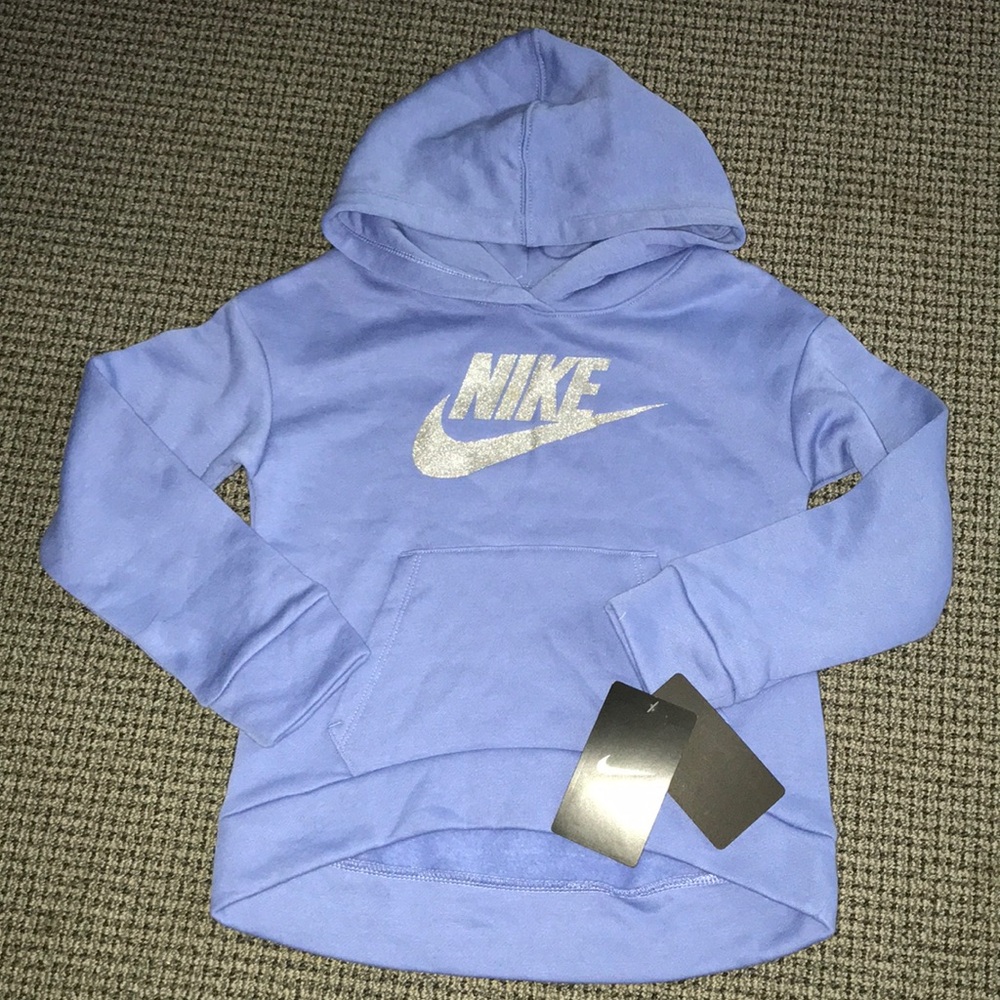 Nike Girls Lavender Hooded Sweatshirt with Silver Logo